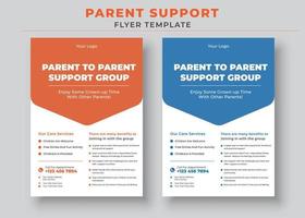 modelo de folheto de apoio aos pais, folheto de grupo de apoio de pais para pais vetor