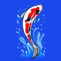 peixe koi salta do design de camiseta de ilustração vetorial premium de água vetor