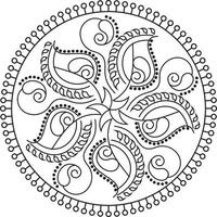 Rangoli tradicional e cultural indiano, alpona, kolam ou arte vetorial de paisley. arte de bengala na índia. para impressão têxtil, logotipo, papel de parede vetor