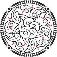 Rangoli tradicional e cultural indiano, alpona, kolam ou arte vetorial de paisley. arte de bengala na índia. para impressão têxtil, logotipo, papel de parede vetor