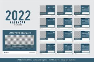 design de calendário 2022, o ano dos modelos de cartões mensais de tigre, conjunto de 12 meses vetor