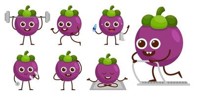 conjunto de pacote de vetor de mascote de desenho de frutas