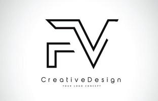 design de logotipo de carta fv fv nas cores pretas. vetor