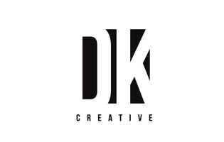 dk dk design de logotipo de letra branca com quadrado preto. vetor