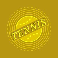 capa com emblema de tênis. logotipo do jogo de tênis esportivo. bola de tênis verde-amarelo com um contorno preto. vetor