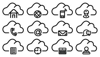 vetor de símbolo plano de ícone de contato de nuvem, com contato conosco definir vetor de ícone