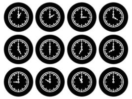 relógio de ponto ícones de linha alarme e smartwatch tempo relógio de 24 horas vetor