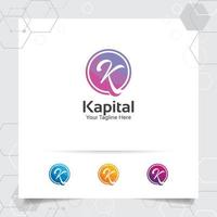 vetor de design de logotipo de letra k de finanças empresariais com uma cor moderna simples para marketing, consultoria, banco, negociação e outros negócios.