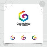 conceito de letra g de vetor de design de logotipo digital com pixel colorido moderno para tecnologia, software, estúdio, aplicativo e negócios.