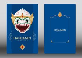 Hanuman, Ramayana, Tailândia clássica dança de máscara, cartão de luxo vetor