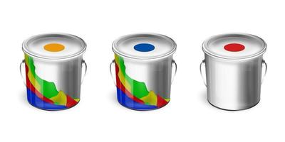 vetor 3d conjunto de latas fechadas de tinta. apresentação do produto de design