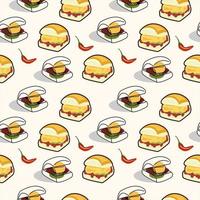 hambúrguer vegetariano de desenho animado sem costura padrão vetor