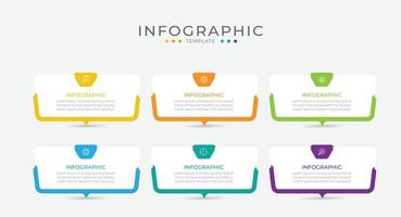 elemento infográfico de negócios com 6 opções, etapas, design de modelo de vetor de número