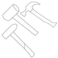 ícone de linha de conjunto de martelo. ilustração para tema de reparo, estilo doodle vetor