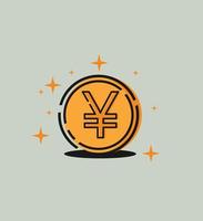 ícone de moeda yuan. com textura dourada vetor