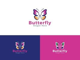 logotipo de borboleta criativo, logotipo de borboleta de silhueta de rosto, modelo de vetor de design de logotipo de spa de salão de beleza