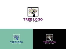 vetor de logotipo de jardim colorido, modelo de vetor de logotipo de caixa de árvore abstrata