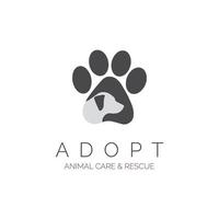 adote o vetor de logotipo de cuidados com animais e resgate para animal de estimação ou marca médica da organização