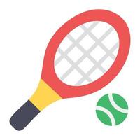 raquete com bola, ícone de tênis longo em design plano. vetor