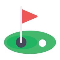 bandeira de golfe com bola em estilo plano moderno vetor
