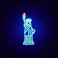 sinal de neon estátua da liberdade vetor