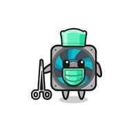personagem de mascote de fã de computador cirurgião vetor