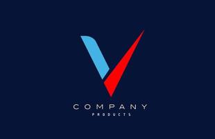 ícone do logotipo da letra do alfabeto vermelho azul v. projeto para empresa e negócios vetor