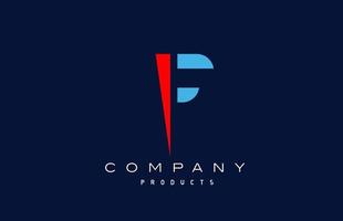 ícone do logotipo da letra do alfabeto vermelho azul f. projeto para empresa e negócios vetor