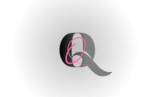 ícone do logotipo da letra do alfabeto cinza rosa q. design criativo para empresa e negócios vetor