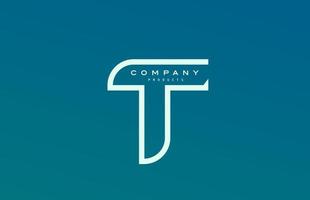 ícone do logotipo da letra do alfabeto t branco azul com linha. design para negócios e empresa vetor