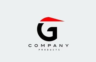 g ícone do logotipo da letra do alfabeto vermelho com cor preta. design criativo para negócios e empresa vetor