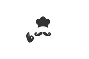 bigode de chapéu de chef para design de logotipo de restaurante de comida de padaria vetor