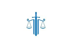 lâmina de espada minimalista simples com escala para vetor de design de logotipo de lei de justiça de advogado