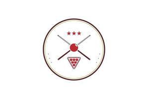 emblema de emblema de piscina de varas cruzadas retrô vintage para vetor de design de logotipo de clube de esporte de bilhar