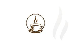 xícara de café vintage com grão de café para café restaurante bistrô ou produto agrícola emblema emblema rótulo vetor de design