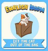 idioma inglês com deixar o gato fora da bolsa vetor