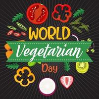 logotipo do dia vegetariano mundial com vegetais e frutas vetor