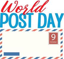 banner do dia do correio mundial com um envelope vetor
