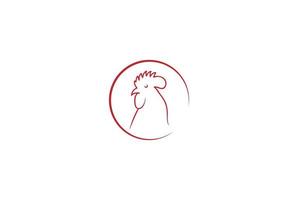 cabeça de galo de frango minimalista simples para vetor de design de logotipo de restaurante de comida