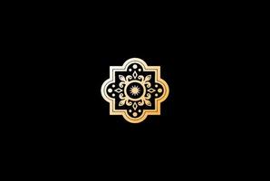 vetor de design de logotipo de padrão de flor dourada de luxo elegante