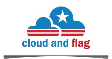 design de logotipo de nuvem estrela de bandeira vetor