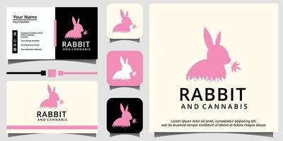 design de logotipo de coelho e cannabis vetor