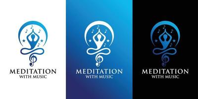 meditação com design de logotipo de música vetor