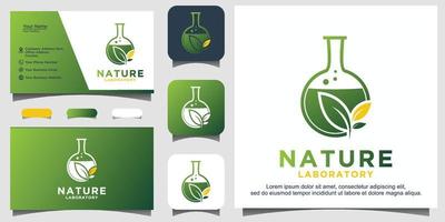modelo de logotipo de vidro de laboratório de natureza de laboratório verde vetor