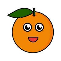 vetor fofo de personagem de fruta laranja, personagem de fruta engraçada isolado no fundo branco, adequado para produto de nutrição, produto de saúde