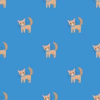 padrão de vetor sem costura com gatos em um fundo azul.