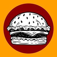 hambúrgueres desenhados à mão queijo fritar frango menu de embalagem de fast food ilustração de restaurantes de café vetor