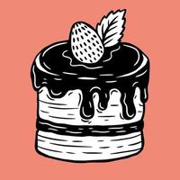 bolo comida desenhada à mão sobremesa morango pastelaria menu café restaurantes ilustração vetor