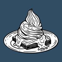 bolo sorvete desenhado à mão comida sobremesa pastelaria menu café restaurantes ilustração vetor