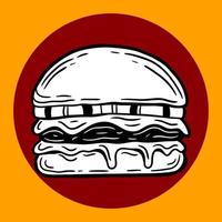 hambúrgueres desenhados à mão queijo fritar frango menu de embalagem de fast food ilustração de restaurantes de café vetor